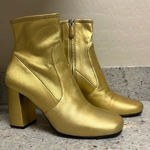 Prada gold leather booties size 9